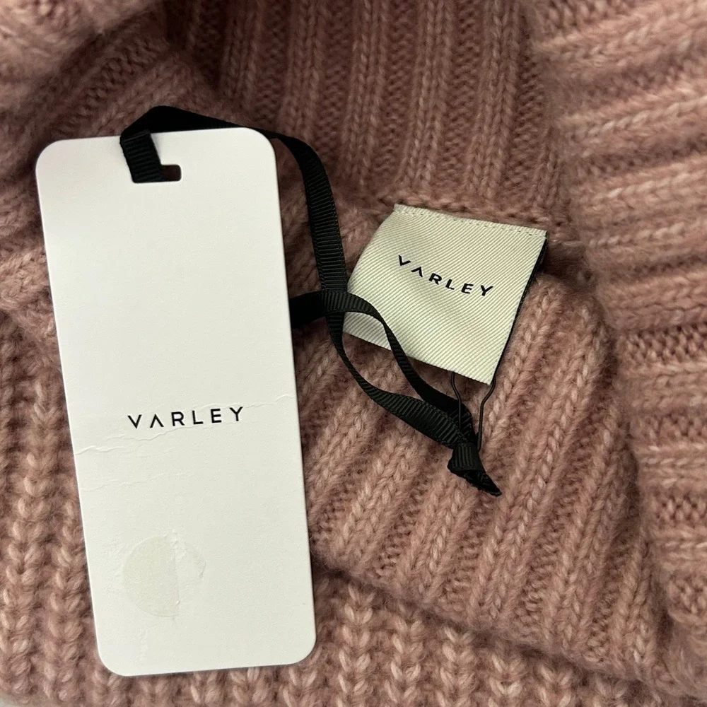 Varley Rogan Cropped Knit Sweater Womens Large Woodrose Pink Turtleneck NWT